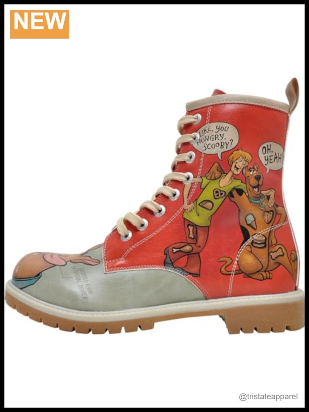 Women's Vegan Leather Scooby Doo Rain Boots Mid Calf Lace-Up